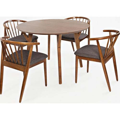 Copenhagen 5 Piece Dining Set in Distressed Wood & Grey Fabric